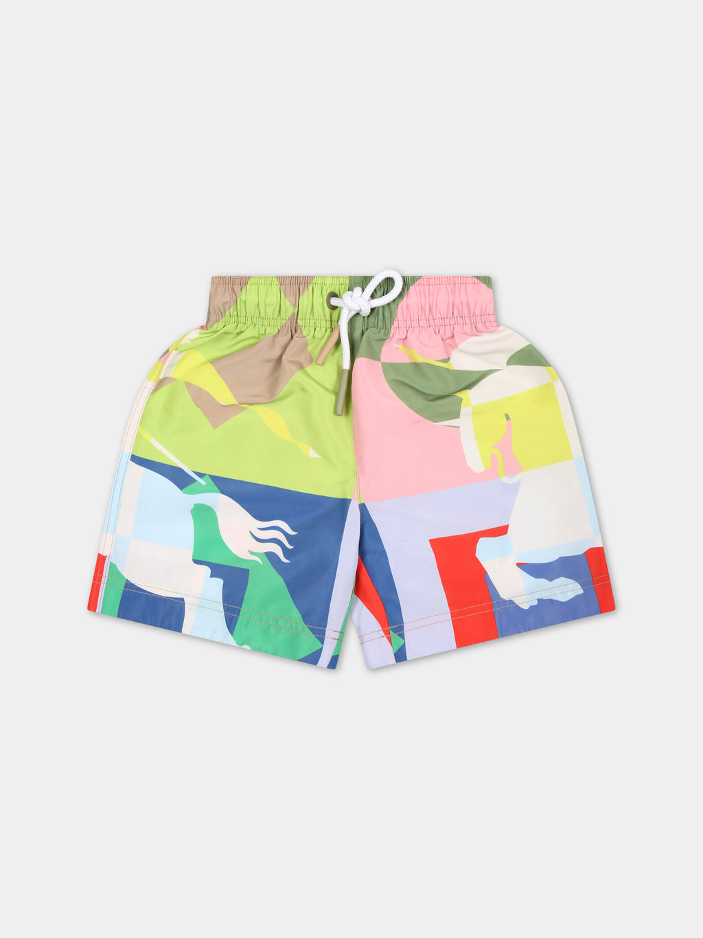 Multicolor swim shorts for baby boy with equestrian knight